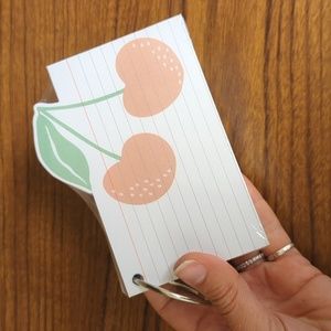 James Burke Cherry Note Cards on a ring white lined 100 school supplies